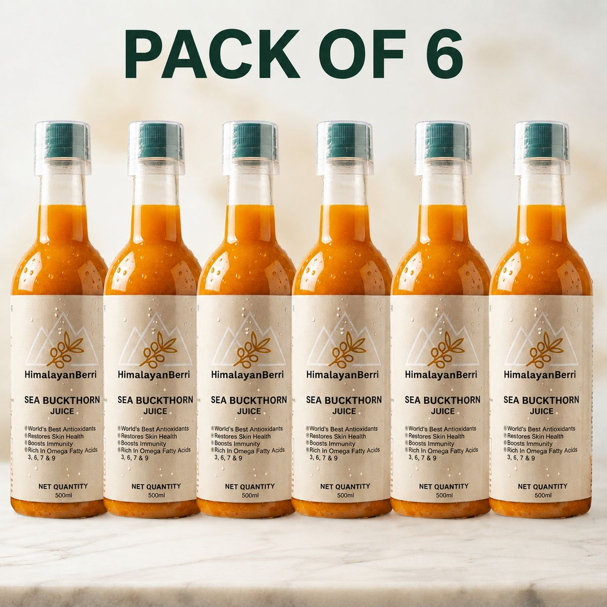 Pack of 6 | 100% Natural Himalayan Sea Buckthorn Pulp Pure Superfood for Immunity, Skin & Daily Wellness