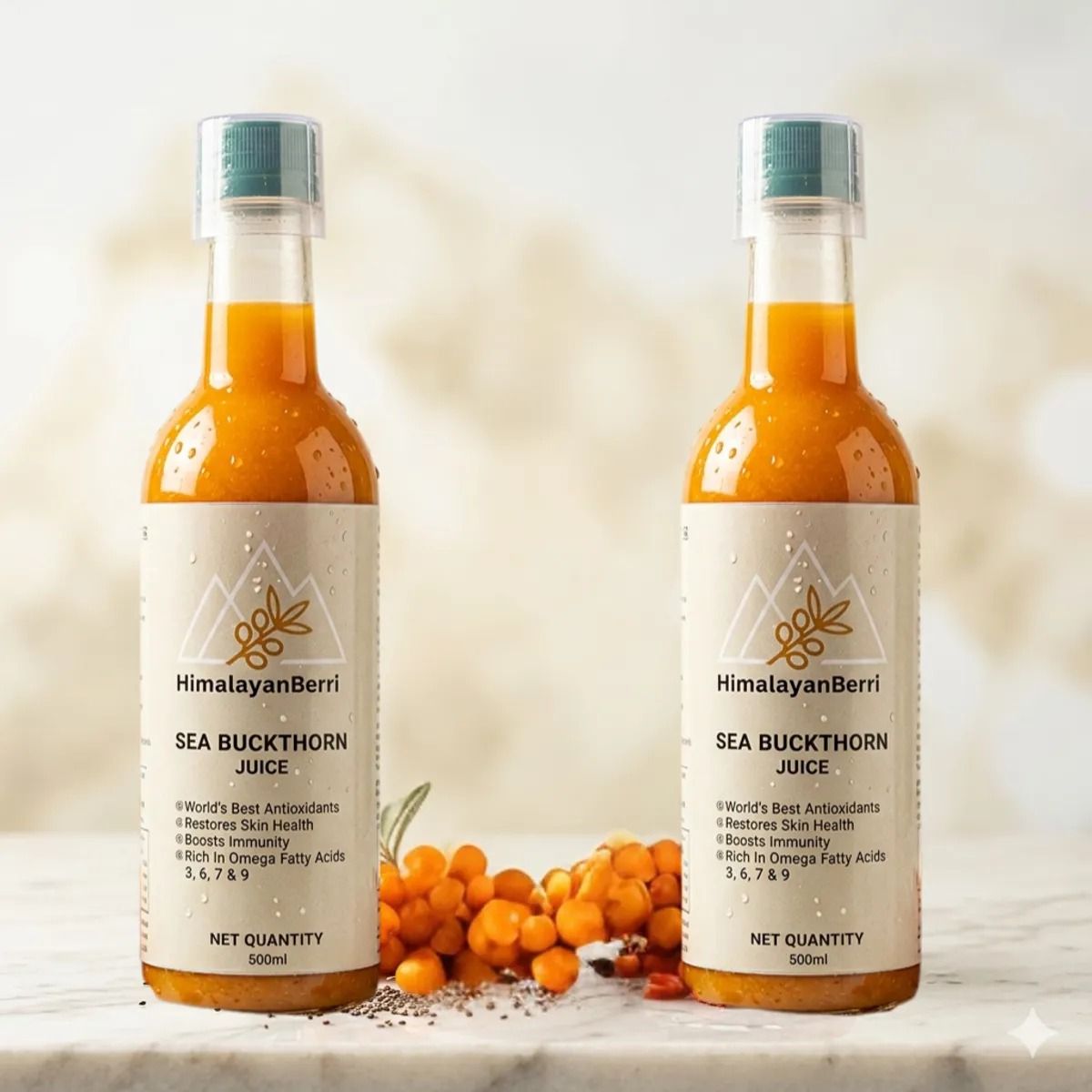 Buy 1 Get 1 Free Sea Buckthorn Juice 500ml + 500ml | Omega 3 6 7 9 Rich Superfruit | High Vitamin C | Immunity Booster | Skin & Hair Health Drink