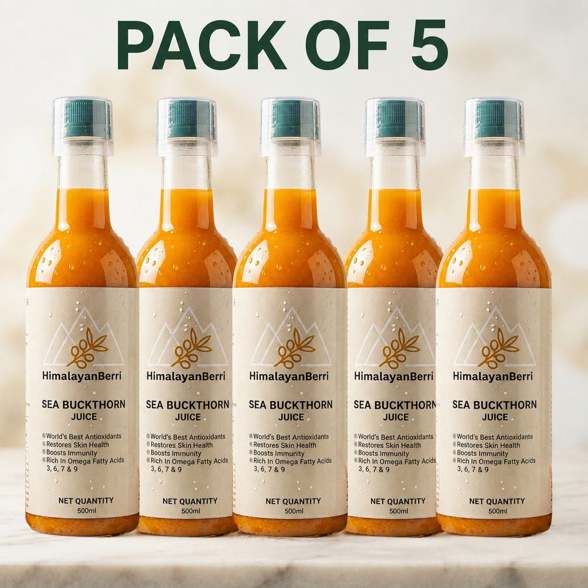 Pack of 5 100% Natural Himalayan Sea Buckthorn Pulp Pure Superfood for Immunity, Skin & Daily Wellness